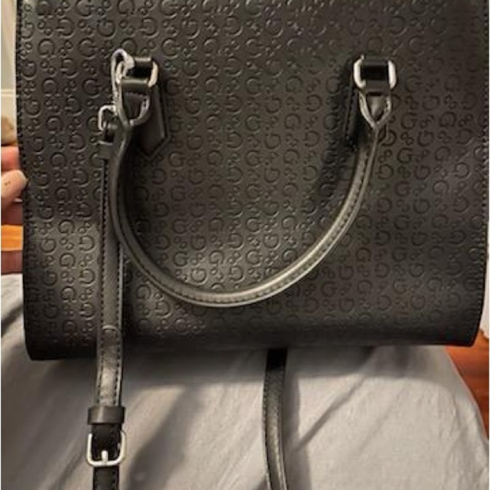 Guess Black Patterned Satchel - image 7